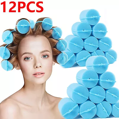 12x Foam Self Grip Hair Rollers Hair Curlers Spiral Leverage Rollers Care Tool  • £3.07