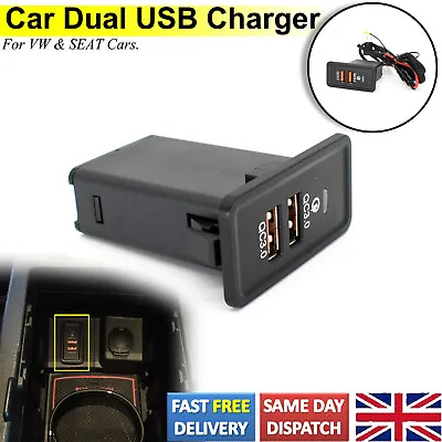QC3.0 Car Fast Charger Socket Daul USB Port  UK Charging Power Adapter For Golf • £12.88