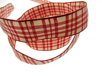 WIRED EDGE Plaid Tartan Ribbon - 5 Meters Of 25mm Great For Floristry Bows • £4.29