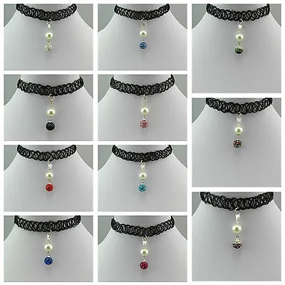 £1.99 • Buy  Tattoo Stretch Choker Necklace With 10mm Crystal Ball Pendant- Choice Of Design