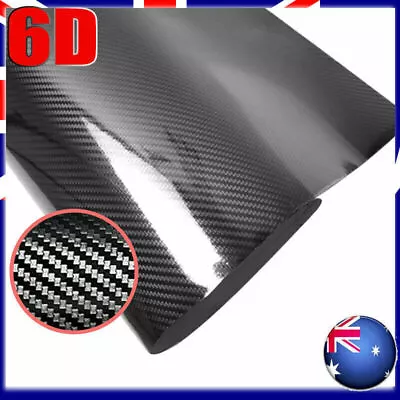 1.51m X 50cm 6d Black Super Ultra Gloss Carbon Fibre Fiber Car Vinyl Wrap Film • $14.33