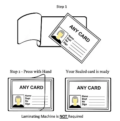 100 X Cold Seal Laminating Pouches Self Adhesive Clear ID Laminate - Peal & Seal • £18.99