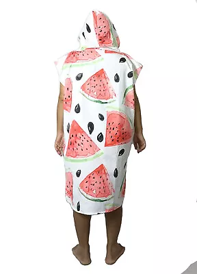 Unisex Hooded Poncho Towel Adult Kid Beach Surf Swim Changing Robe Watermelon • £15.59