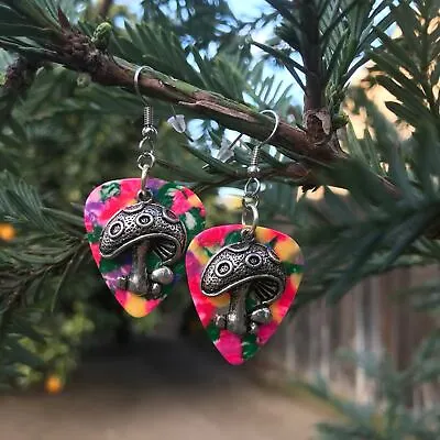 Mushroom Guitar Pick Earrings  • $12.50