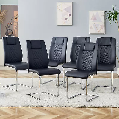 Set Of 6 Dining Chairs With High Back Modern Leather Kitchen Chair Dining Room • $331.99