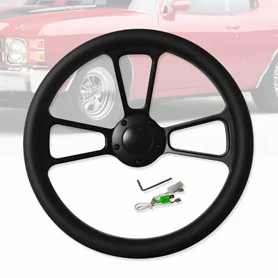 Rat Rod Street Rod 5 Holes 14  Steering Wheel Black Wrap & Horn Button • $109.88