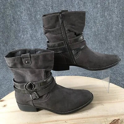XAppeal Boots Womens 11 Shin High Slouch Riding Low Heels 25331 Gray Fabric Zip • $26.99