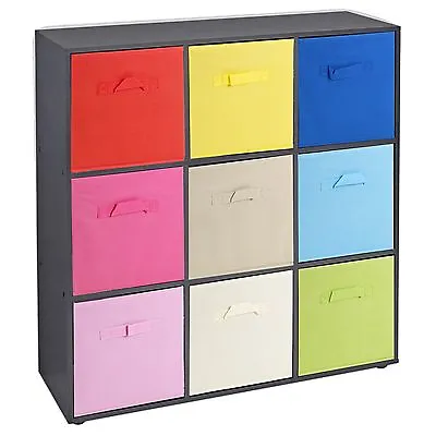 Wooden 9 Cubed Cupboard Storage Units Shelves With 9 Drawers Baskets Organisers • £59.99