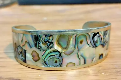 Alpaca Mexico Abalone Cuff Bracelet VGC Fits A 6  To 7  Wrist • $50