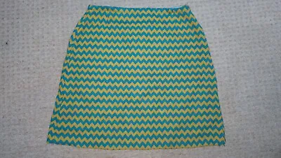 Vintage 60's Chevron Mini Skirt Electric Blue & Yellow Mod Retro -size 8 Small • £15