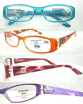 £14.99 • Buy L368 Ladies Reading Glasses/Spring Hinge/Fancy Feather Design/Simple Plain Frame