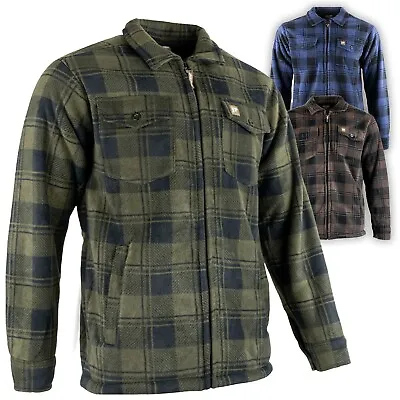 Jack Pyke Tundra Check Sherpa Fleece Shirt Full Zip Green/ Brown/ Blue Hunting • £26.45