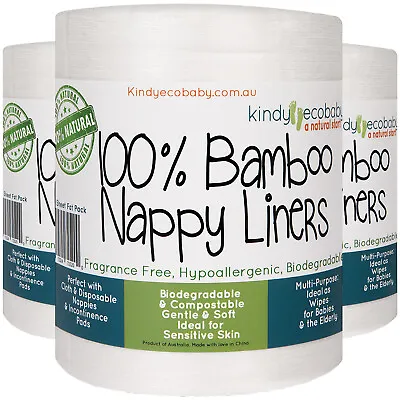 Bamboo Disposable Nappy Liners For Cloth Nappy/Diapers DisposableSafe Natural • $17.99