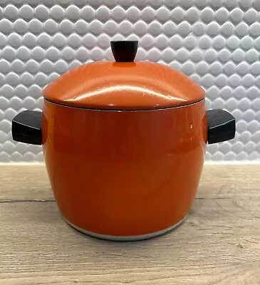 Vintage Orange Aluminium Pot 2 Handles • $15