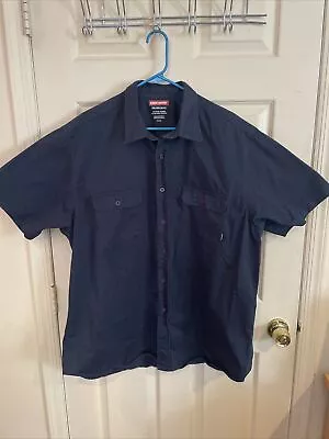 Vintage Craftsman Navy Blue Button-Down Collar Work Shirt XXL (50-52) RARE!!! • $25