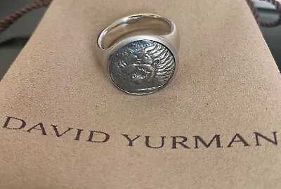 David Yurman .925 Sterling Silver Lion Tag Coin Signet Men's Pinky Ring Size 5US • $209.99