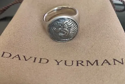 David Yurman 925 Sterling Silver Petrvs Lion Tag Coin Men's Pinky Ring Size 6US • $209.99