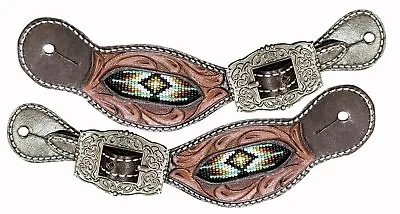 Showman Ladies Beaded & Tooled Leather Spur Straps • $29.95