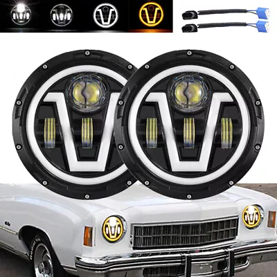 7  Round Led Headlight Hi-Lo For 92-18 Jeep Wrangler JK LJ TJ For Chevy C10 C20 • $36.99