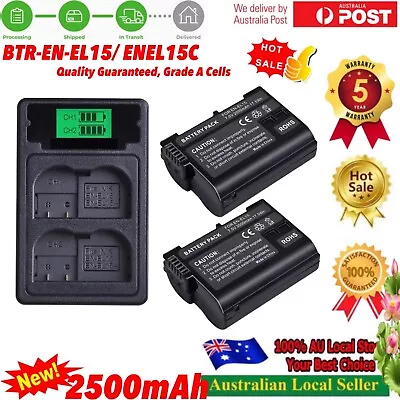 2xEN-EL15 ENEL15C Battery +Charger For Nikon D610 D600 EN-EL15b Battery L5 D810A • $68.90