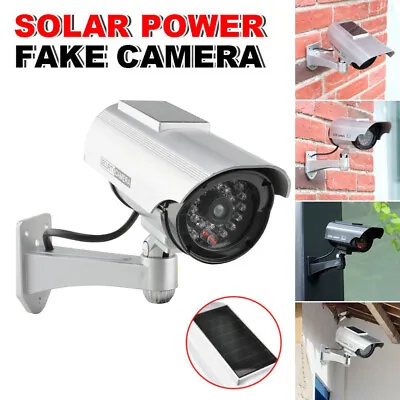 Solar Powered Dummy Fake Security RED LED CCTV Camera Surveillance Outdoor • £7.49