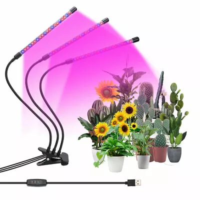 £8.95 • Buy 3 Head Led Plant Grow Light For Indoor Uv Veg Growing Lamp 30w Full Spectrum