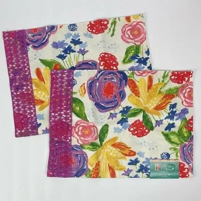 NEW Pioneer Woman Celia Lace Floral Fabric Reversible Placemats SET Of 2 • £8.68