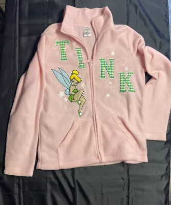 Disney Women's Fleece Jacket Cardigan Sweater Tinker Bell Pink Fleece Zip Med • $24.99
