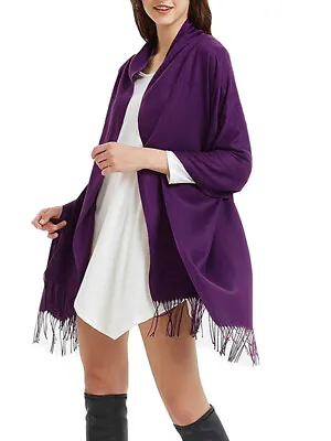 $12.99 • Buy Oversized Blanket 100% Cashmere Scarf Shawl Wrap Solid Scotland Wool Purple