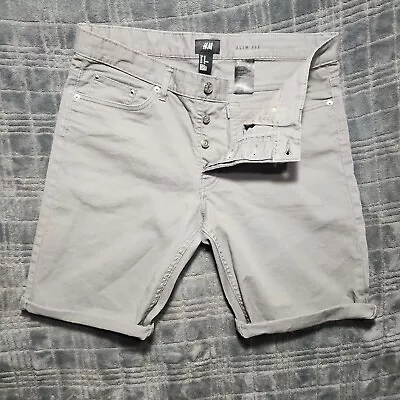 H And M Shorts Mens 32  Gray Chino Solid Slim Fit • $14.75