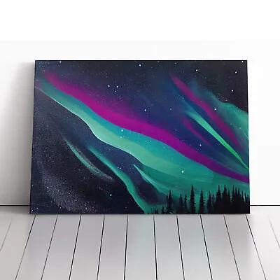 Uplifting Northern Lights Abstract Canvas Wall Art Print Framed Picture Decor • £24.95