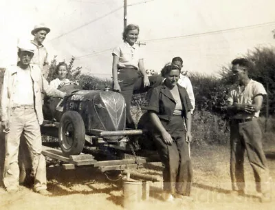 1935 Midget Race Car Driver & Crew Possibly Curly Mills • $14