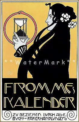 Fromme's Kalender 1912 German Vintage Poster Print Art Deco Style Free US Post • $26.89