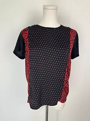 Scotch & Soda Womens Maison Scotch Black/Red Colorblock Tee Shirt Sz XS • $26.22