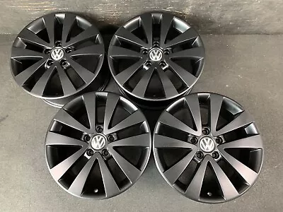 $749 • Buy (4) VW Volkswagen Golf Satin Black Powder Wheels Rims + Caps 17  Hol.98488 Jetta