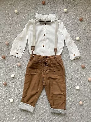 Baby Boy Outfit  9-12 Months Toddler Suspender Formal Suit Gentleman H&M Set • £7