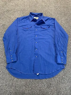 Vintage Mesquite WESTERN Shirt Mens XL Blue USA Made Pearl Snap Long Sleeve • $19.99