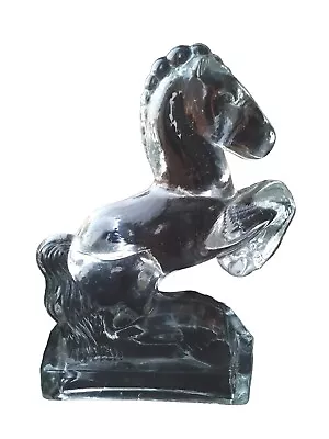 L E Smith Vintage Clear Glass Horse Stallion Bookend 7.25  Tall • $16.99