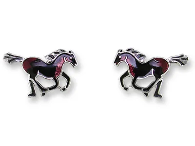 Donna Boiman Black Stallion Running Horse Sterling Post Earrings By Zarah • $19.99