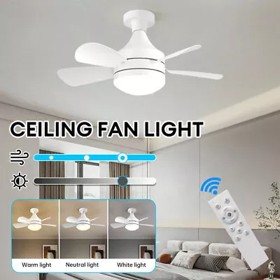 Quiet Indoor Small Ceiling Fan With LED Light And Remote Control E27 Ceiling Fan • $44.64