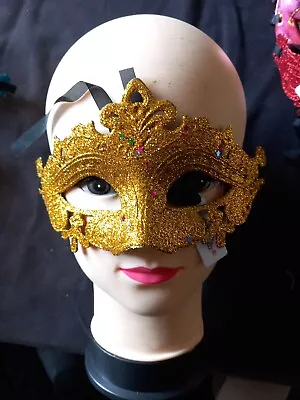 Mens Woman Gold Masquerade Ball Costume Halloween Christmas Prop Cruise Masks • £3.99