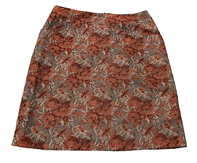 Laura Ashley Brown Floral A-Line Skirt 12 Romancecore Cottagecore Tapestry (K11) • £12.99