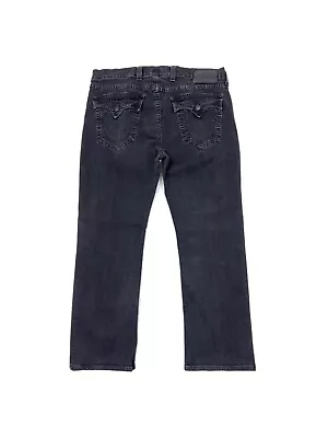 True Religion Jeans Ricky Relaxed Straight Flap Pockets 42 (40x29) Black Faded • $39