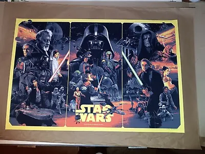 Gabz Star Wars Original Trilogy Triptych Art Print By Bottleneck Gallery Mondo • $160