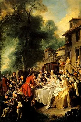 The Hunt Luncheon Celebration 1737 French Painting By Jean Francois Troy Repro  • $12.90