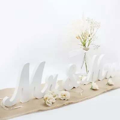 Mr & Mrs Sign For Wedding Table Large Mr And Miss Wooden Letters Party Decorat • $40.99