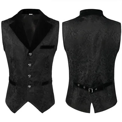 Steampunk Men's Waistcoat Vest Victorian Gothic Halloween Cosplay Tops Costume • £25.19
