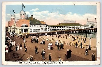1924 Steel Pier And Boardwalk Atlantic City New Jersey Crowded Posted Postcard • $12.58