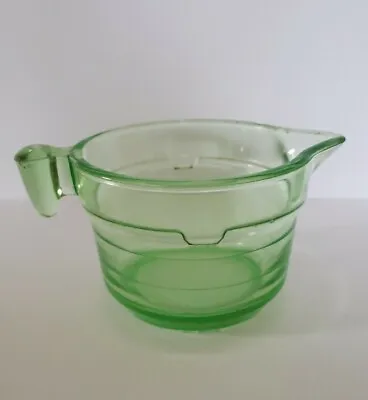  Vintage Green Uranium Glass Measuring Cup Vaseline Depression 2 Cups • $25