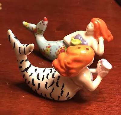 Mermaid Salt & Pepper Shaker. Ceramic Bright Color Mermaid S & P Shakers • $25.50